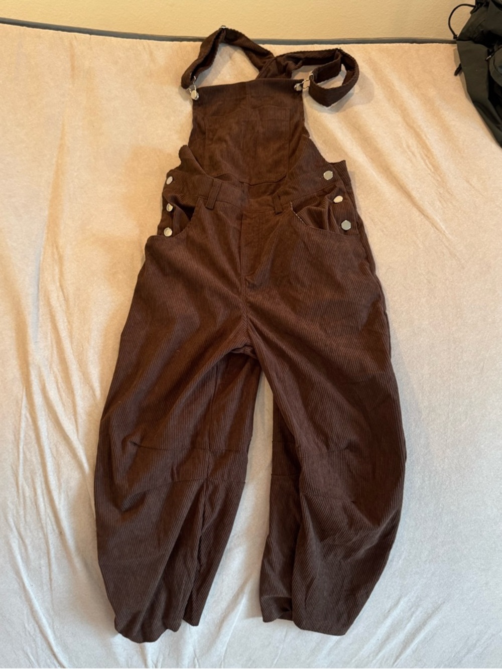 Brown Corduroy Women's Overalls Jumpsuit